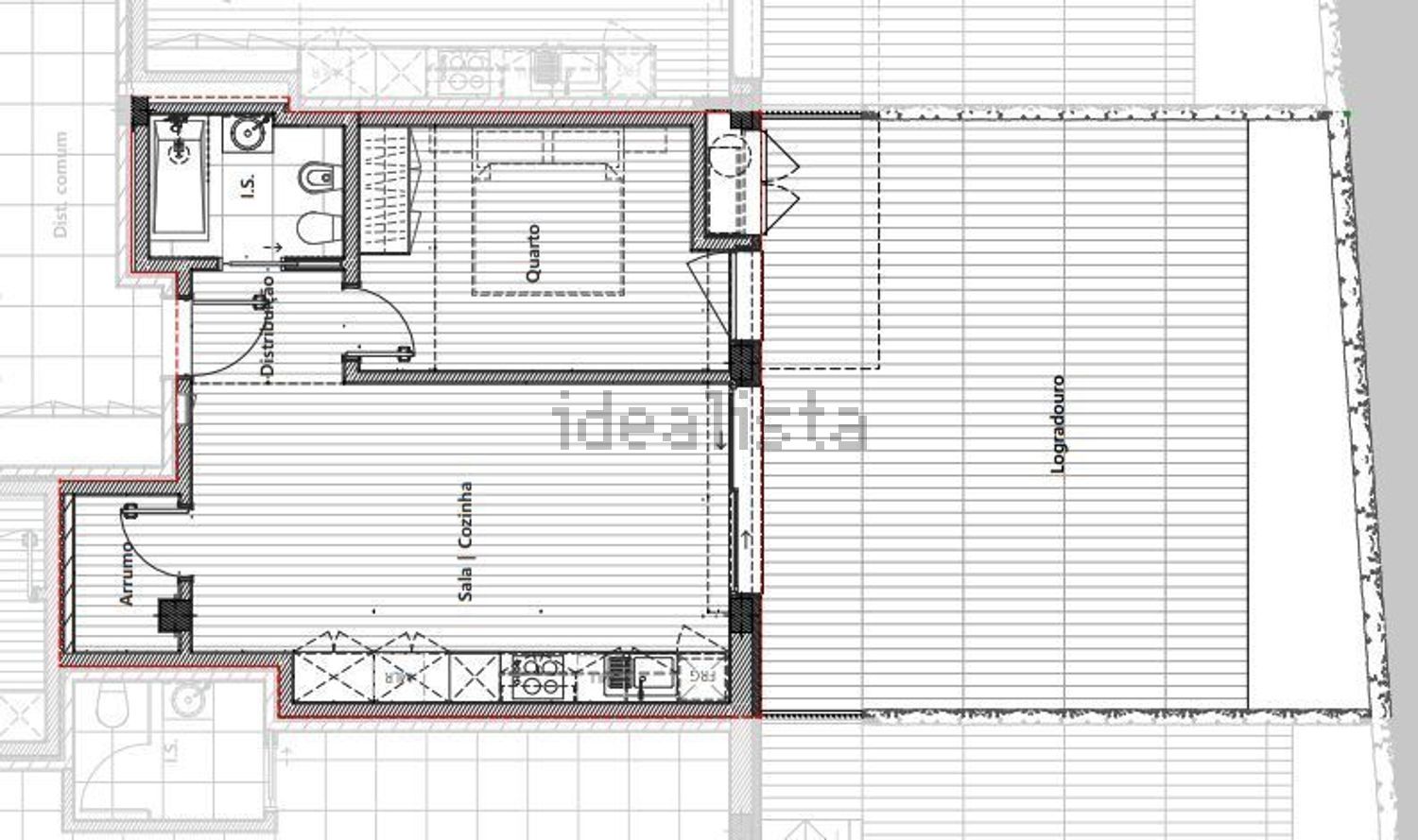 公寓 T1出售, avenida Padre Alves Correia s/n - 平面图