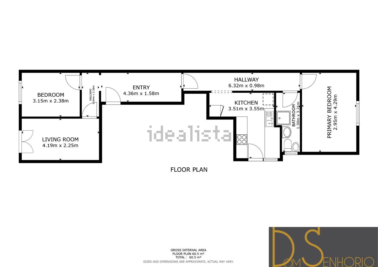 出租公寓 t2, rua Portugal Durão - 平面图