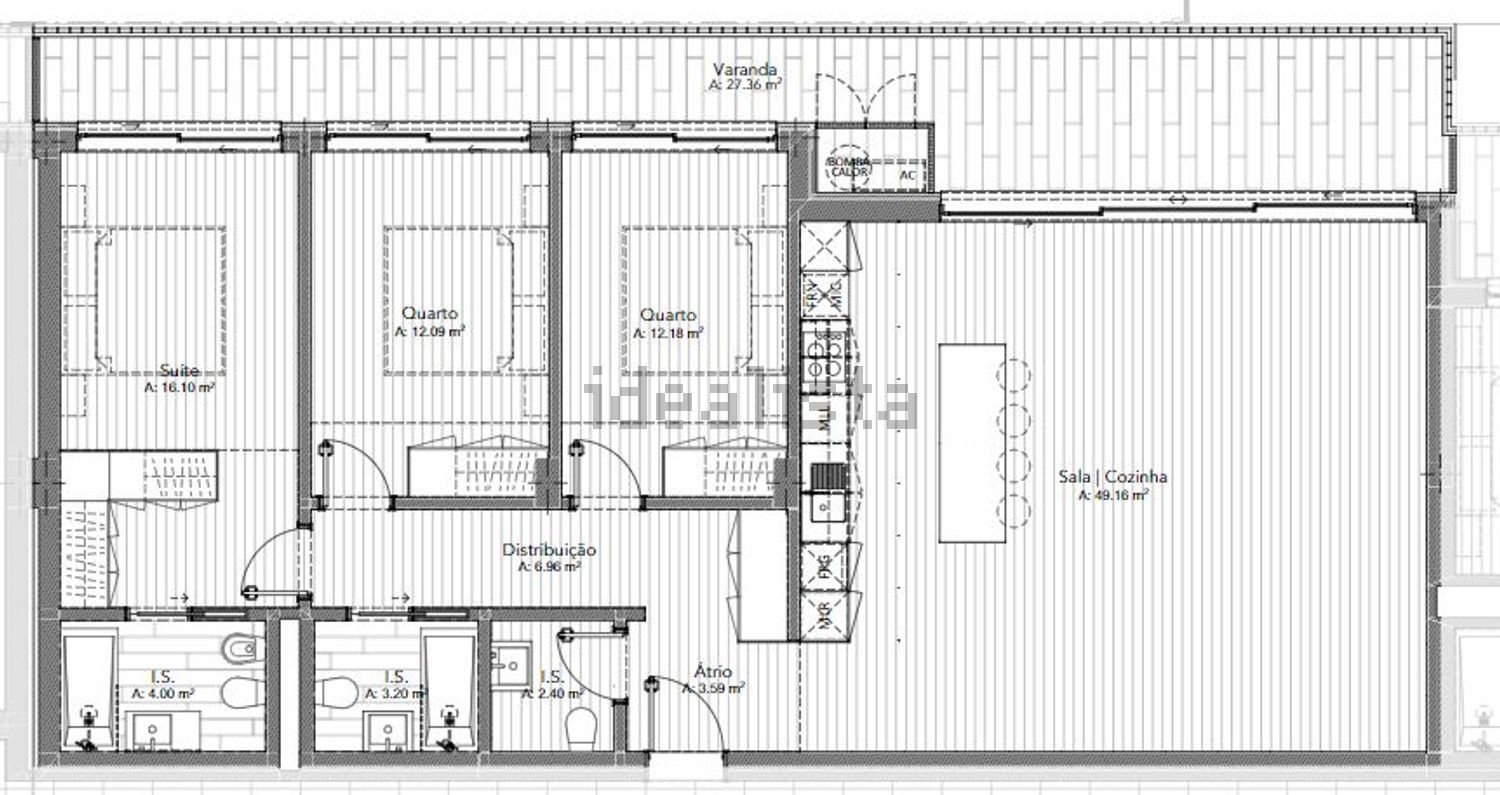 公寓 T3出售, avenida Padre Alves Correia s/n - 平面图