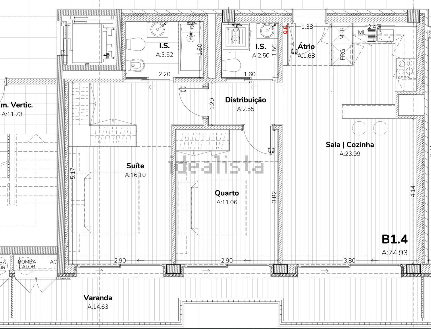 公寓 T2出售, avenida Padre Alves Correia s/n - 平面图