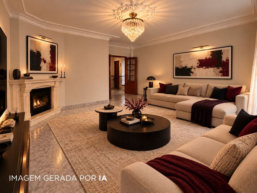 Imagem Sala de estar de  moradia geminada em Vale de Milhaços