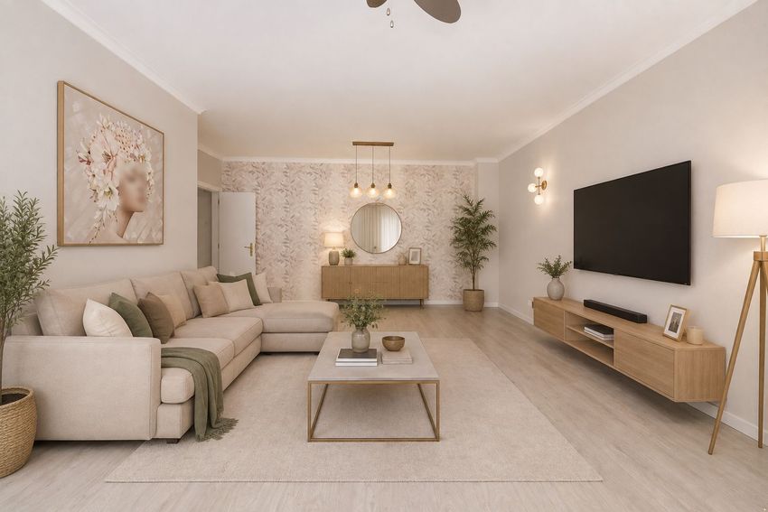 Imagem Sala de estar de apartamento t3 em Rua Alves Redol
