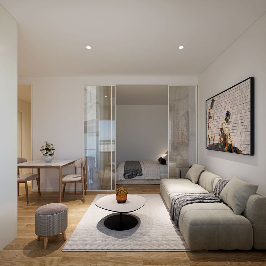 Imagem Sala de estar de apartamento t0 em Rua António Aroso, 129